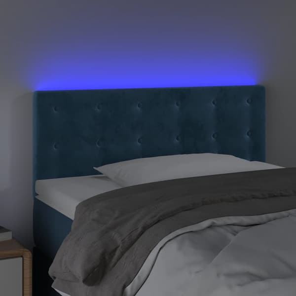 vidaXL Sänggavel LED mörkblå 90x5x78/88 cm sammet Blå