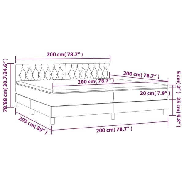 vidaXL Ramsäng med madrass ljusgrå 200x200 cm sammet Grå