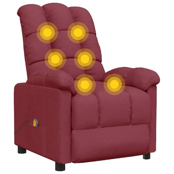 vidaXL Massagefåtölj vinröd tyg Röd