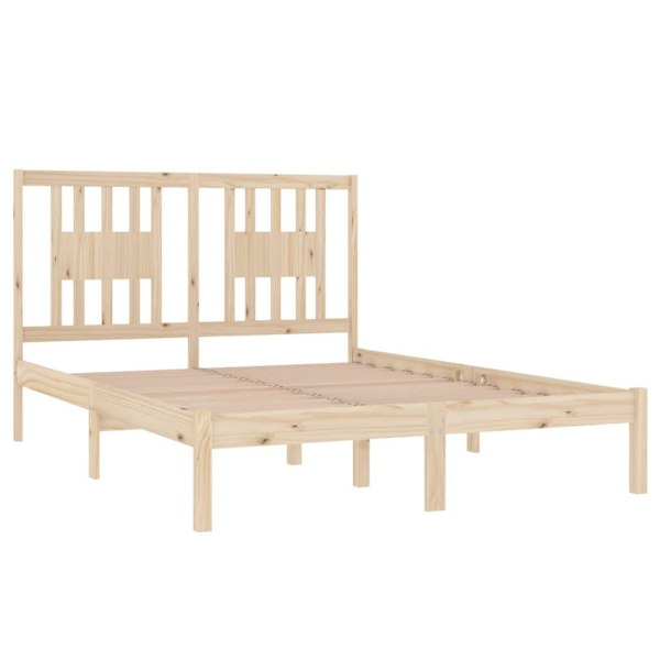 vidaXL Sängram massiv furu 140x190 cm Brun