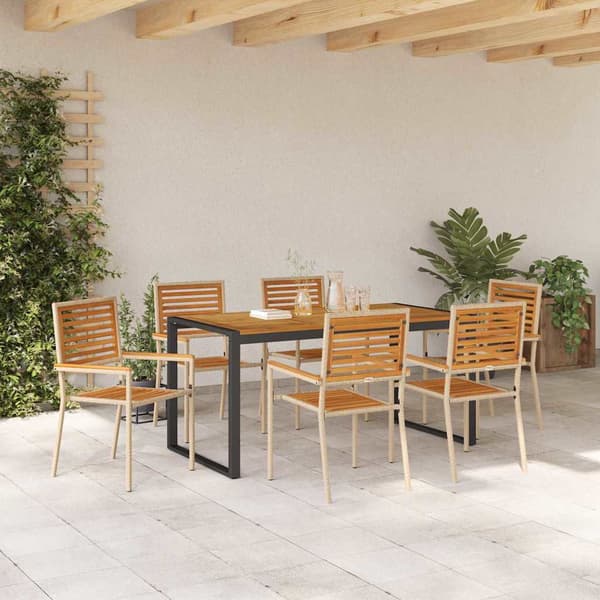 vidaXL Trädgårdsmöbelset 7 st Beige och brun konstrotting Beige