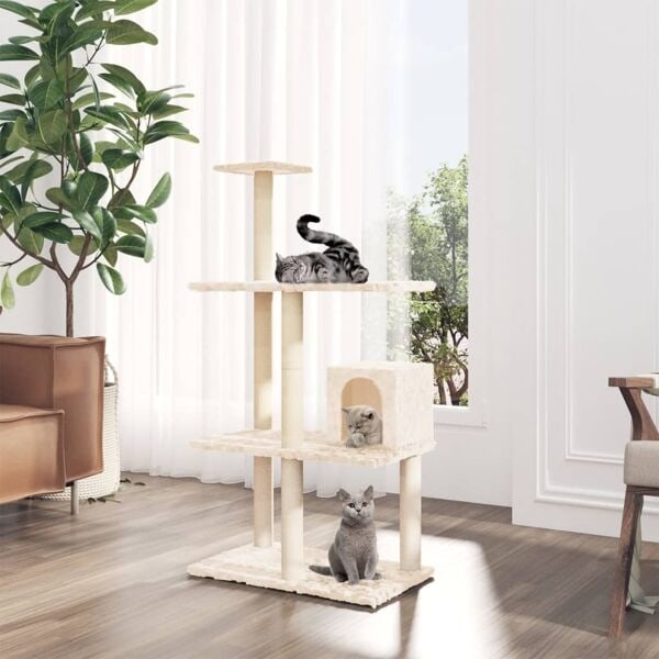 vidaXL Katträd med klöspelare sisal gräddvit 119 cm Kräm