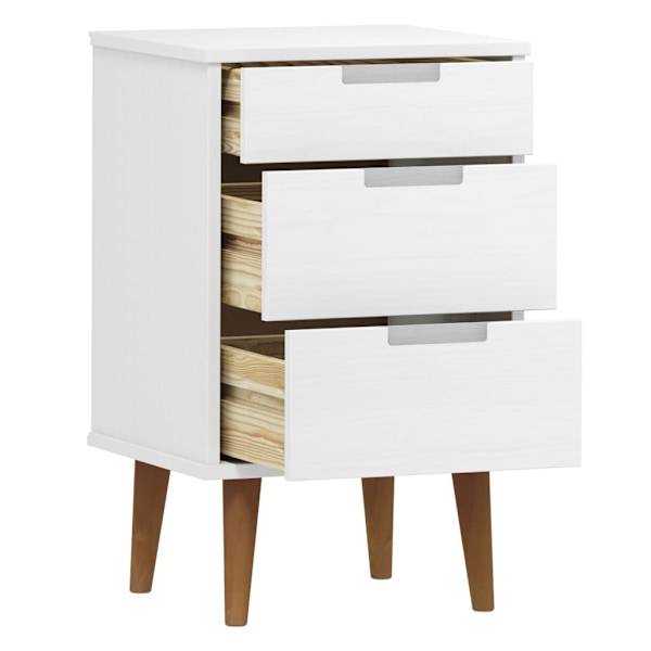 vidaXL Sängbord MOLDE vit 40x35x65 cm massiv furu Vit