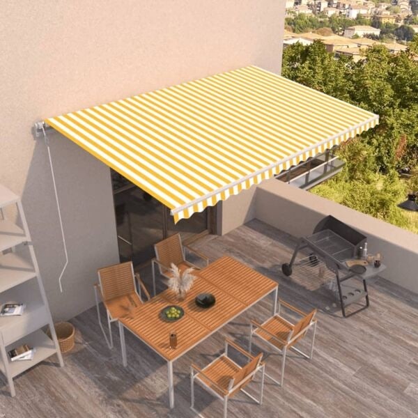 vidaXL Markis automatiskt infällbar 500x350 cm gul och vit Gul