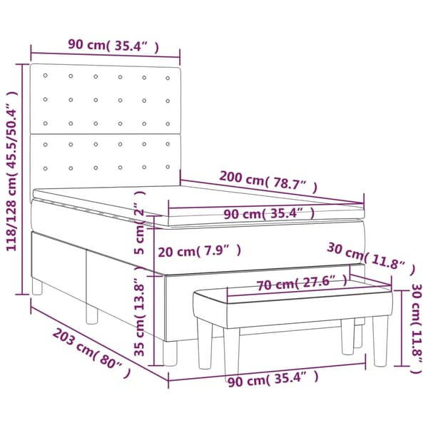 vidaXL Ramsäng med madrass blå 90x200 cm tyg Blå