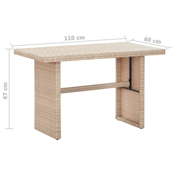 vidaXL Trädgårdsbord beige 110x60x67 cm konstrotting Beige