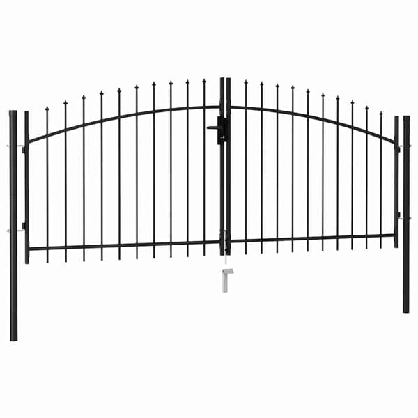 vidaXL Staketgrind Woerden dubbeldörr med spik 299,5x174,5 cm Svart