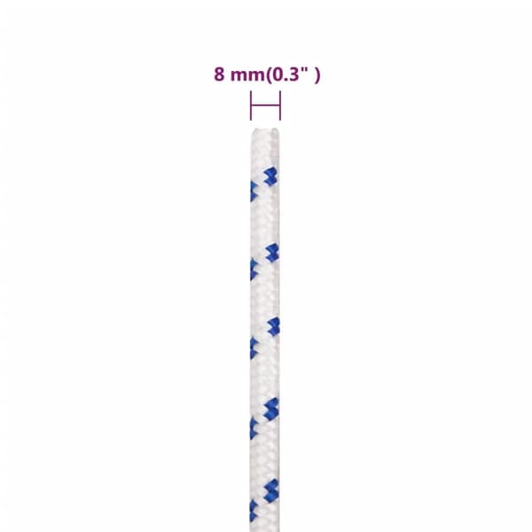 vidaXL Båtlina vit 8 mm 25 m polypropylen