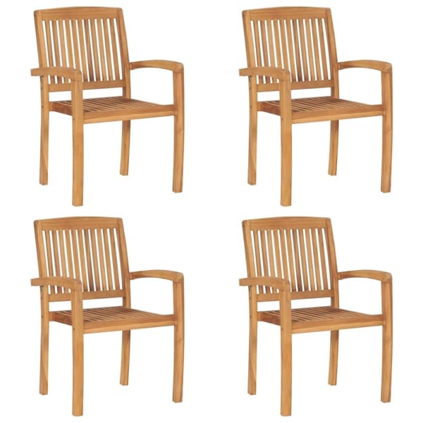 vidaXL Stapelbara trädgårdsstolar 4 st massiv teak Brun