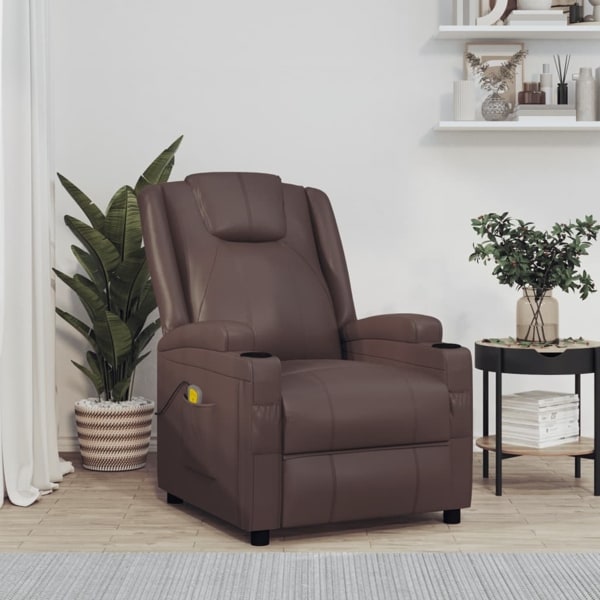 vidaXL Massagefåtölj brun konstläder Brun
