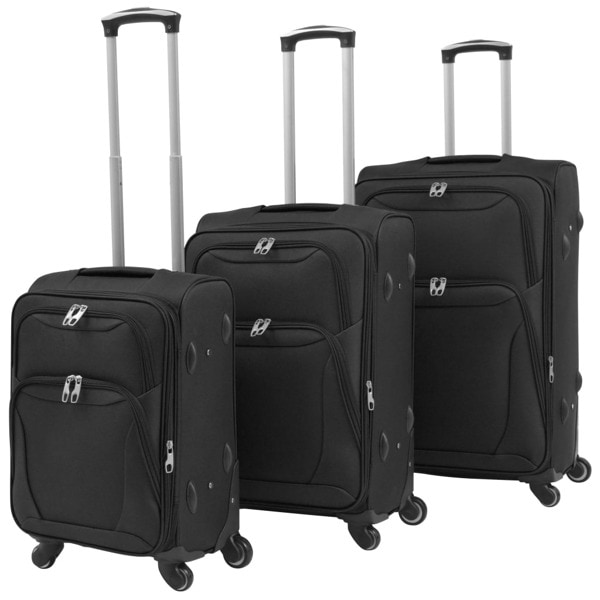 vidaXL Resväskor 3 svart soft case Svart