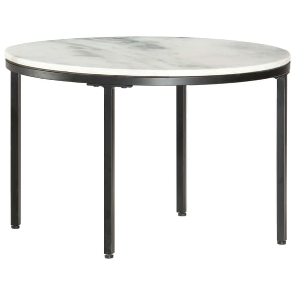 vidaXL Soffbord vit och svart Ø65 cm massiv äkta marmor Vit
