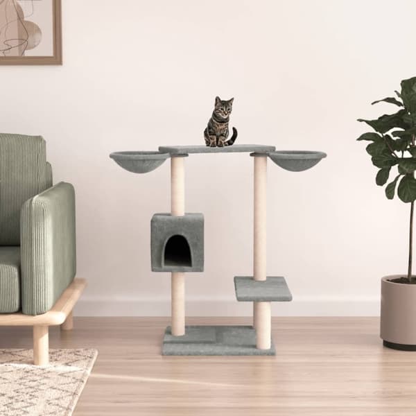 vidaXL Katträd med klöspelare ljusgrå 82 cm Grå