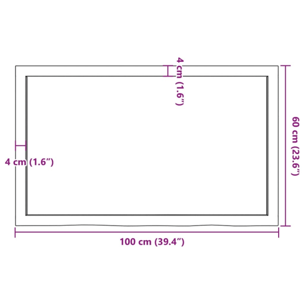 vidaXL Bordsskiva mörkbrun 100x60x(2-6) cm behandlad massiv ek Brun