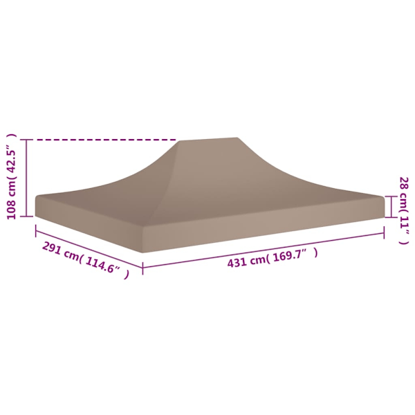 vidaXL Tak till partytält 4,5x3 m taupe 270 g/m² Taupe