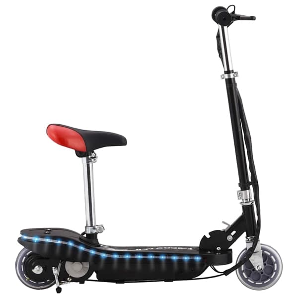 vidaXL Sparkcykel med sits och LEDs för barn 120 W svart art