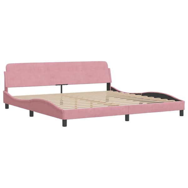 vidaXL Sängram med LED-belysning rosa 200x200 cm sammet Rosa