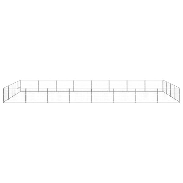vidaXL Hundgård silver 32 m² stål Silver