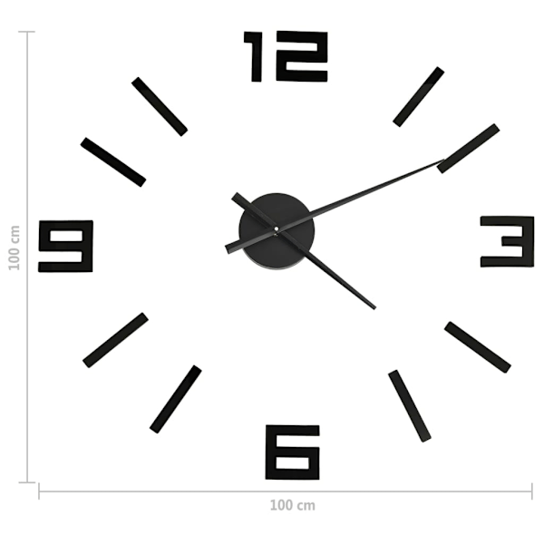 vidaXL Väggklocka 3D modern design svart 100 cm XXL Svart