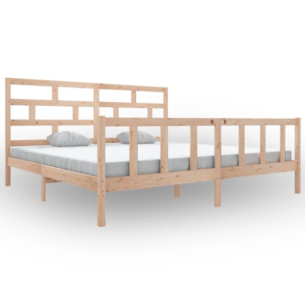 vidaXL Sängram massiv furu 180x200 cm Brun