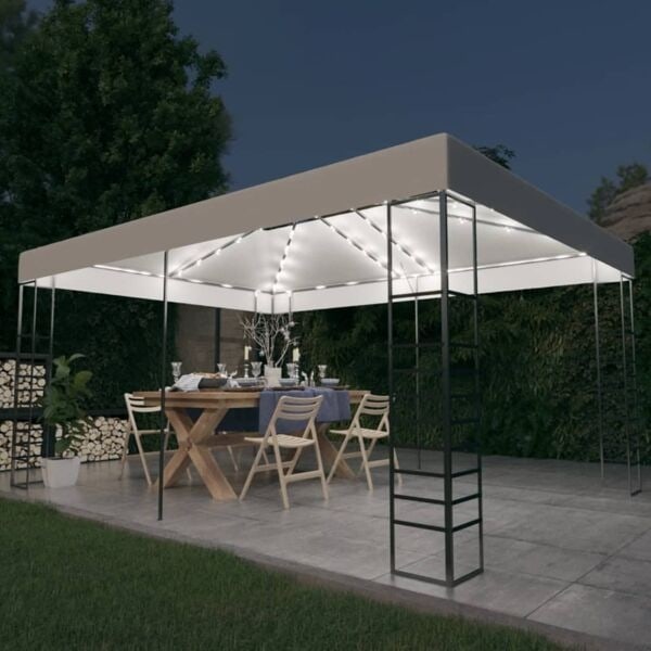 vidaXL Paviljong med ljusslinga LED 4x3x2,7 m vit Vit