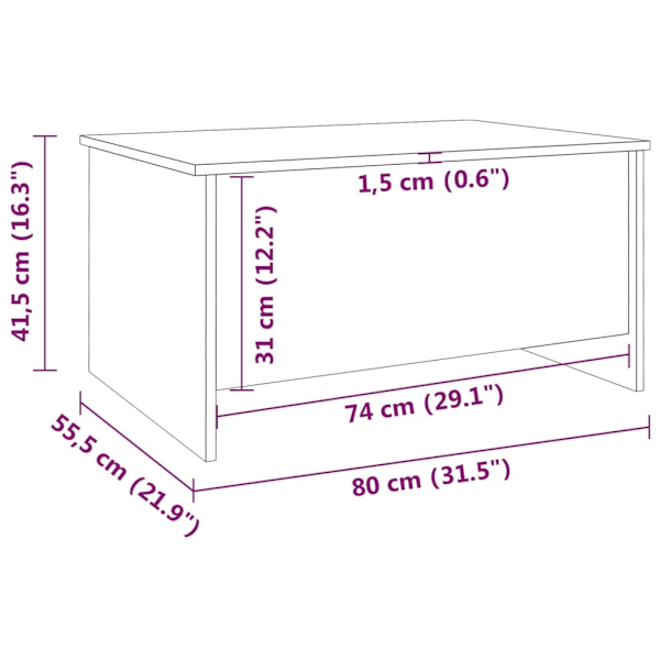 vidaXL Soffbord brun ek 80x55,5x41,5 cm konstruerat trä Brun