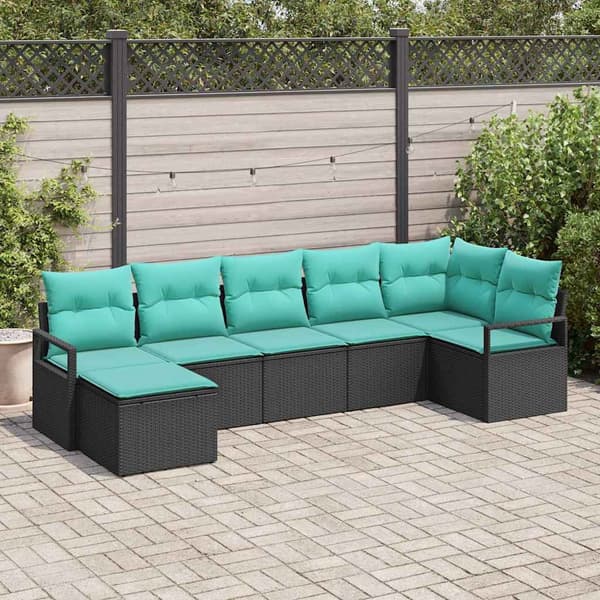 vidaXL Soffset 7 st Svart konstrotting Svart