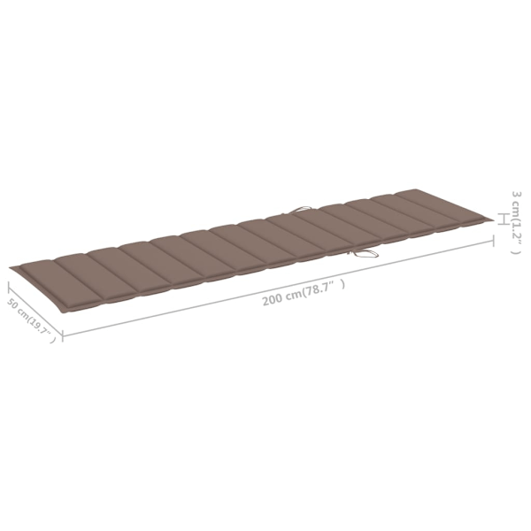 vidaXL Solsäng 2 st med bord och dyna massiv teak Taupe