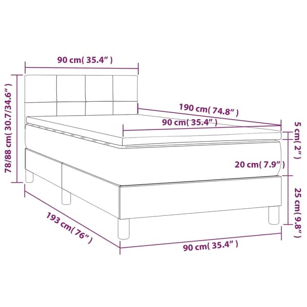 vidaXL Ramsäng med madrass blå 90x190 cm tyg Blå