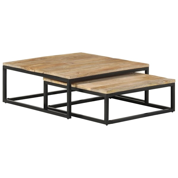 vidaXL Satsbord 2 st massivt mangoträ Brun