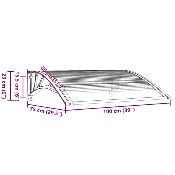 vidaXL Entrétak grå och transparent 100x80 cm polykarbonat Grå