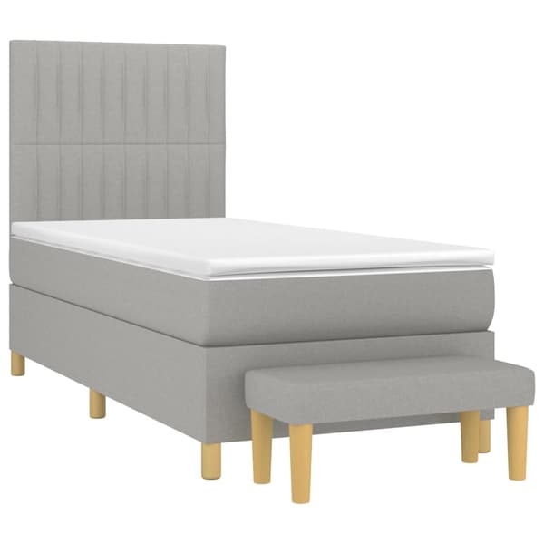 vidaXL Ramsäng med madrass ljusgrå 100x200 cm tyg Grå