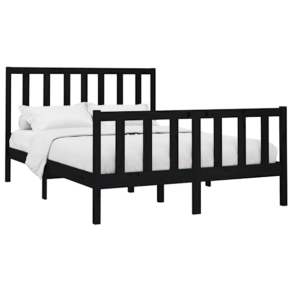 vidaXL Sängram svart massiv furu 120x200 cm Svart