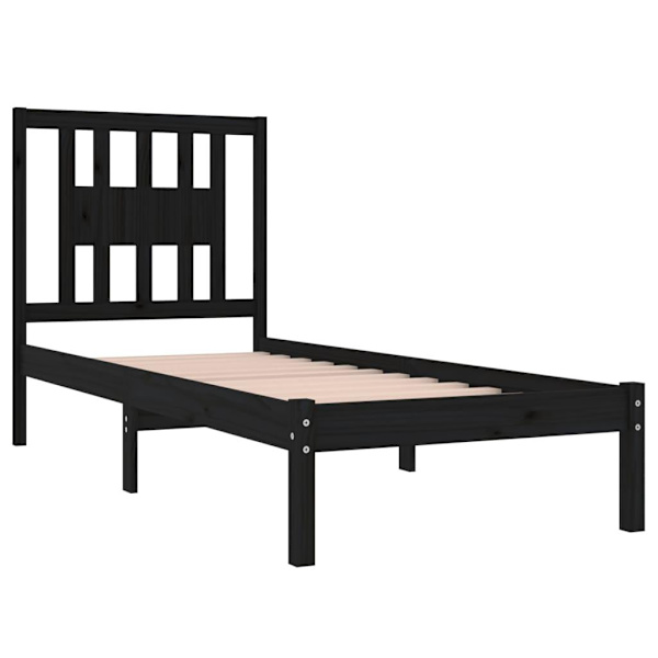 vidaXL Sängram svart massivt trä 90x190 cm Svart