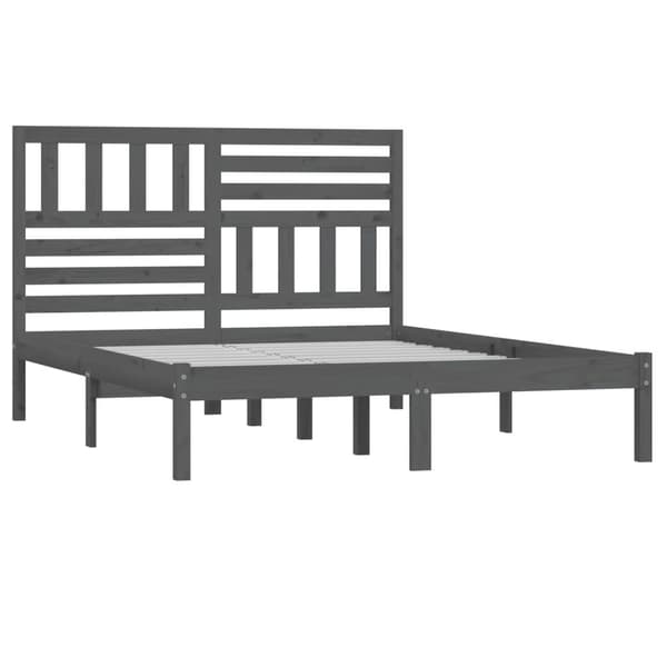 vidaXL Sängram 135x190 cm massiv furu grå grå