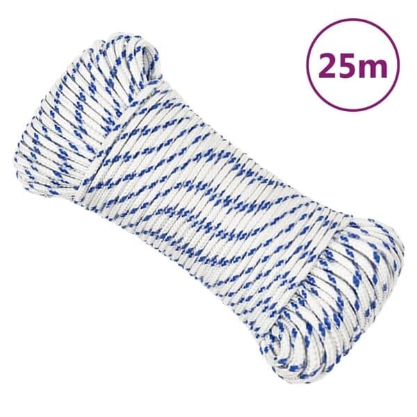 vidaXL Båtlina vit 4 mm 25 m polypropylen Vit