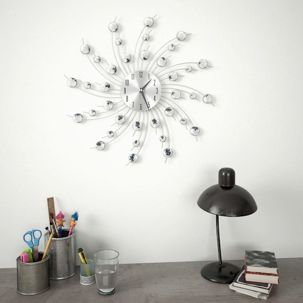 vidaXL Väggklocka med Quartz-urverk 50 cm modern design Silver