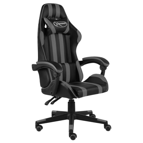 vidaXL Gamingstol svart och grå konstläder grå