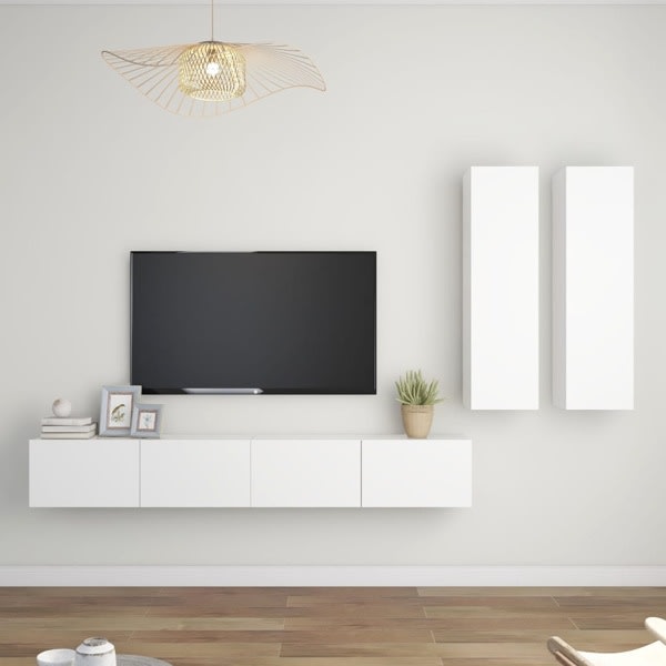 vidaXL TV-skåp 4 delar vit konstruerat trä Vit
