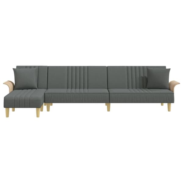 vidaXL L-formad bäddsoffa mörkgrå 279x140x70 cm tyg Grå