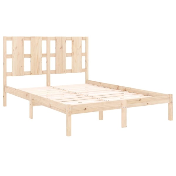 vidaXL Sängram massiv furu 140x190 cm Brun