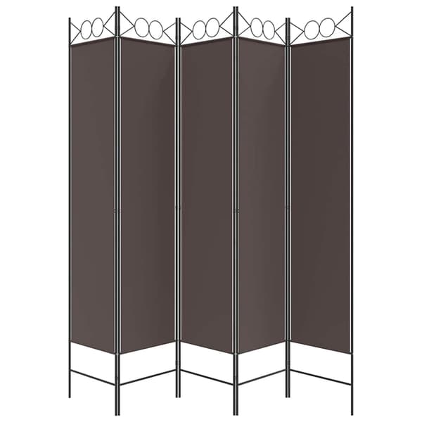 vidaXL Rumsavdelare 5 paneler brun 200x200 cm tyg Brun