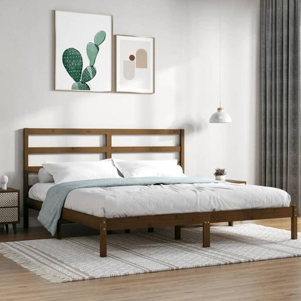 vidaXL Sängram honungsbrun massiv furu 200x200 cm Brun