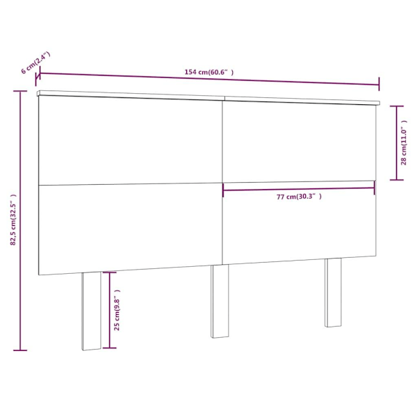 vidaXL Sänggavel honungsbrun 154x6x82,5 cm massiv furu Brun