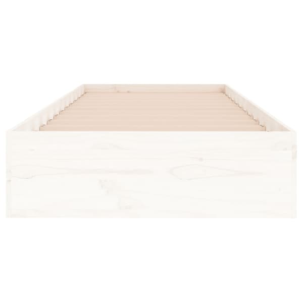 vidaXL Sängram vit massivt trä 75x190 cm Vit