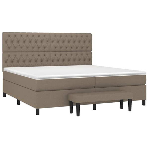vidaXL Ramsäng med madrass taupe 200x200 cm tyg Taupe