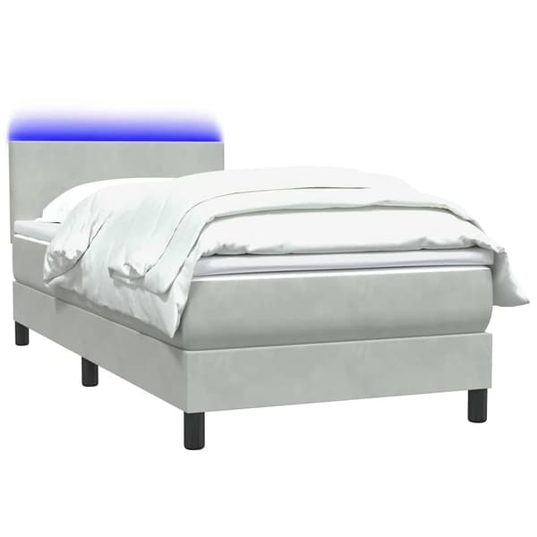 vidaXL Ramsäng med madrass ljusgrå 90x210 cm sammet Grå