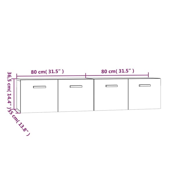 vidaXL Väggskåp 2 st vit 80x35x36,5 cm konstruerat trä Vit