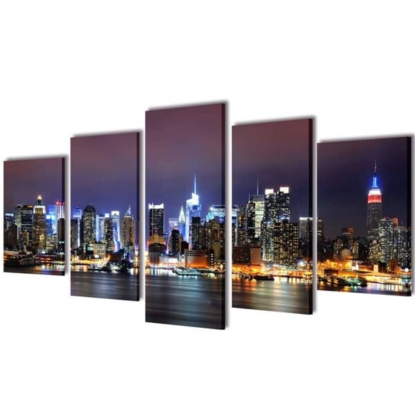 vidaXL Uppsättning väggbonader i färg på duk: New York 200 x 100 cm multifärg