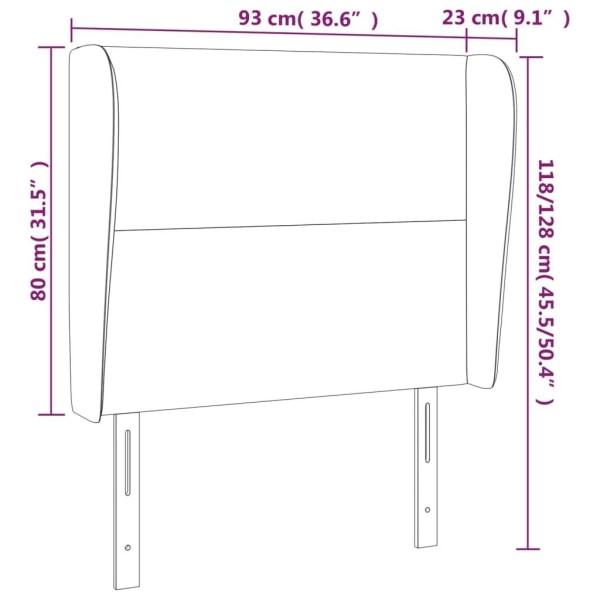 vidaXL Sänggavel med kanter mörkblå 93x23x118/128 cm sammet Blå